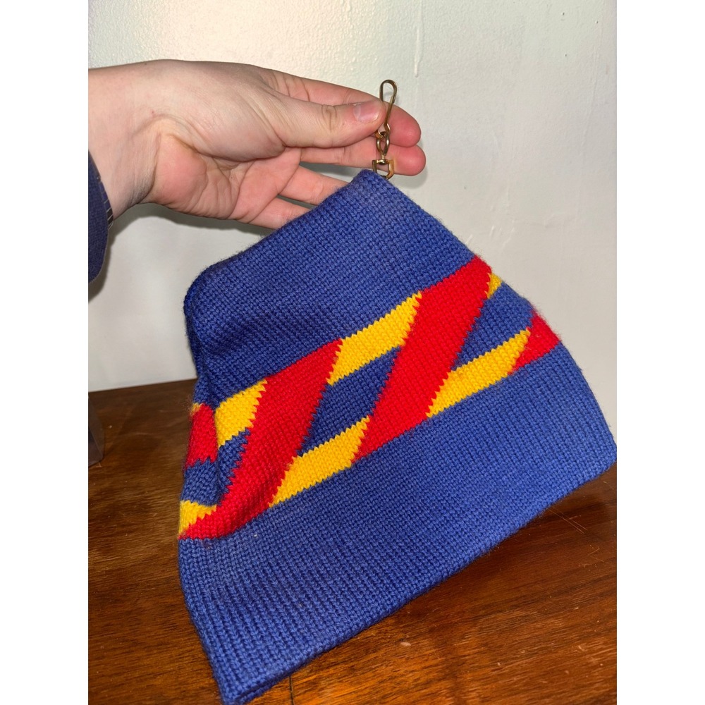 Vintage 80s/90s CB Sports Beanie Hat Unisex‎ OS Colorful 100% Wool Knit Ski Cap